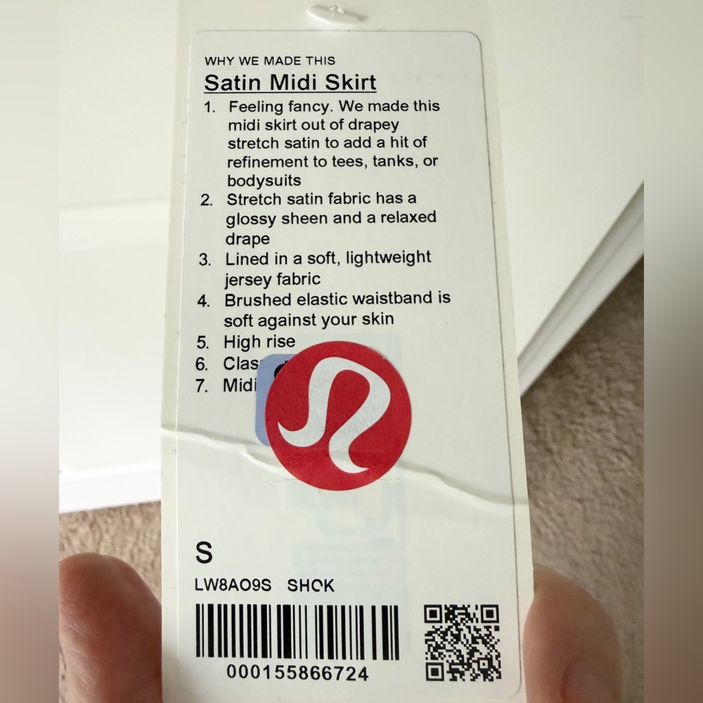 NWT Lululemon Satin Midi Skirt Sheer Oak Size S Champagne Beige - Picture 4 of 4